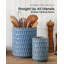 Ensemble de 2 pots à ustensiles en céramique (grand et petit) pour la cuisine, le comptoir ou une cuisine de style campagnard. Organisateur de pots à ustensiles épais et résistants.