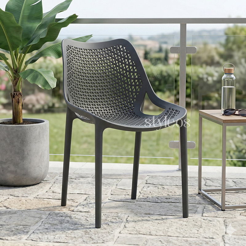 Outdoor Patio Dining Side Chair, Antracite