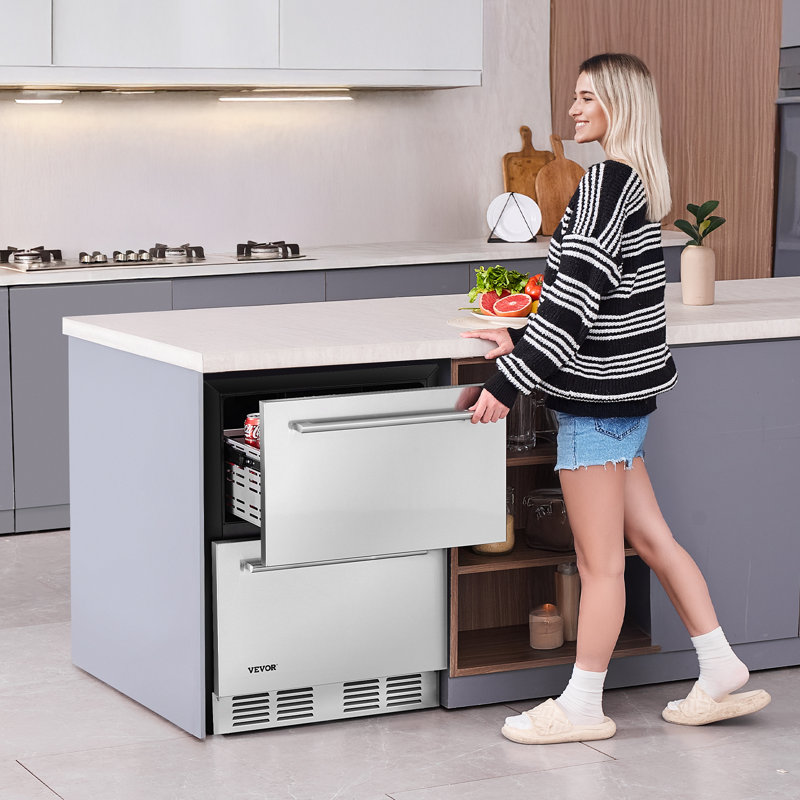 24 Inches Drawer Refrigerator Stainless Steel Dual Drawer Fridge for Home