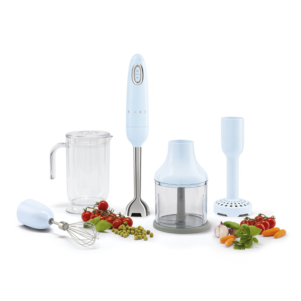 SMEG 50's Retro Style Hand Blender with accessories, Pastel Blue