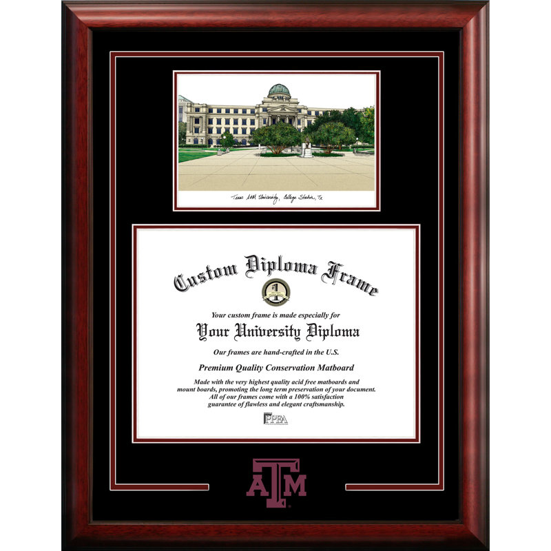 Diplôme de style diplômé avec images de la lithographie texas a&m aggies l' NCAA