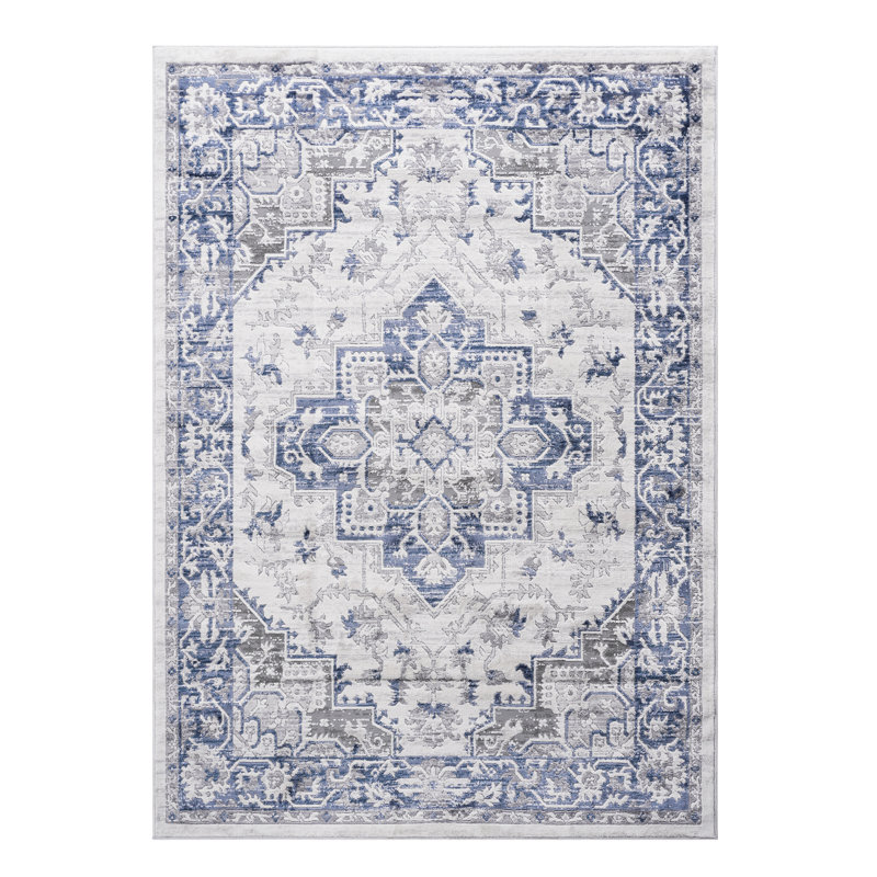 Stylish And Stain- 2x3 Area Rug In Blue/grey For Eat-in Kitchen, Living Room, Bedroom Rug, Long-lasting Dining Bedroom, Room