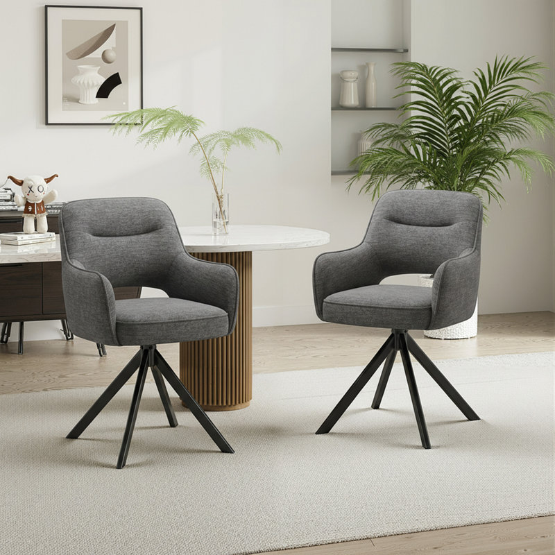 51cm H Fabric Upholstered Metal Upholstered Back Armchair, Grey