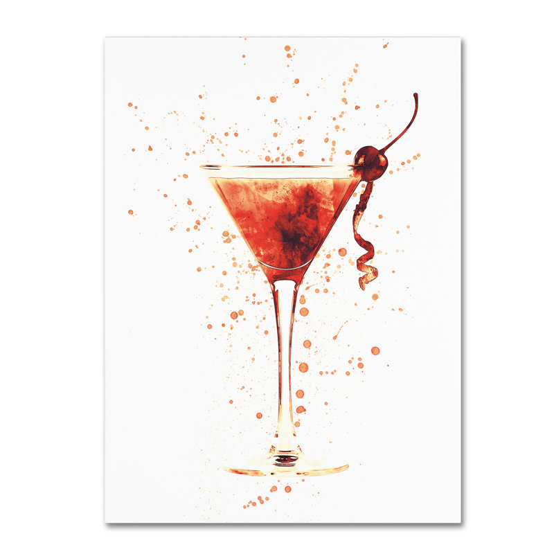 « cocktail boissons glass aquarelle xii », reproduction d’impression sur toile tendue, H 19 po x l 14 po