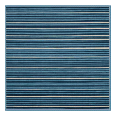 Tapis bleu à rayures horizontales lavable à la machine
