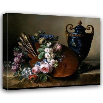 "Still Life. an Homage to Van Spaendonck" by  Charlotte Eustace Sophie De Fuligny-Damas - Gallery Wrap Canvas Wall Art