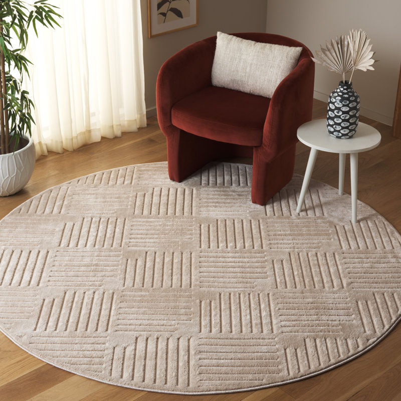 Kadynce Performance Geometric Rug, Round 6'7"