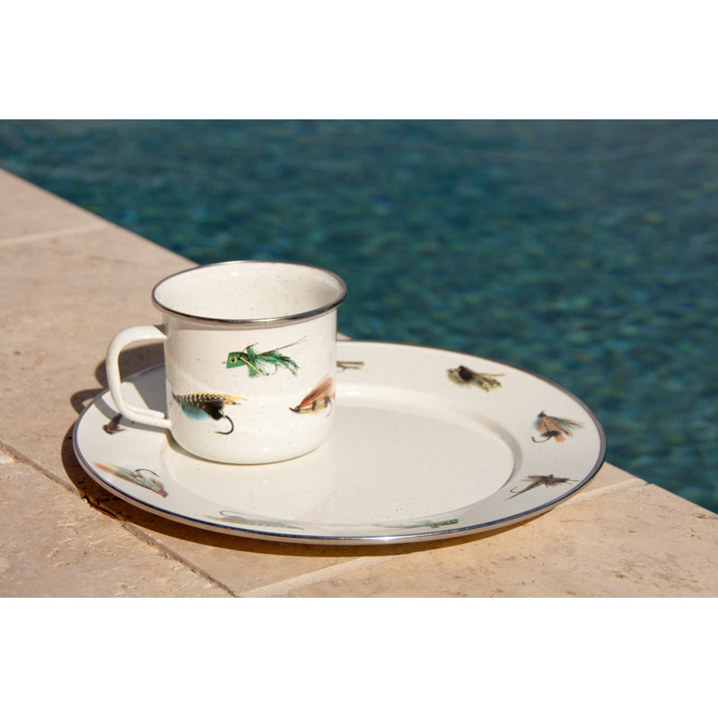 Set of 4 Fishing Fly Dinner Plates