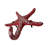 Coastal cast iron starfish wall hooks with blue and coral orange painted finish, set of 3 — 4.25 in. wide x 1.5 in. deep x 4.5 in. high