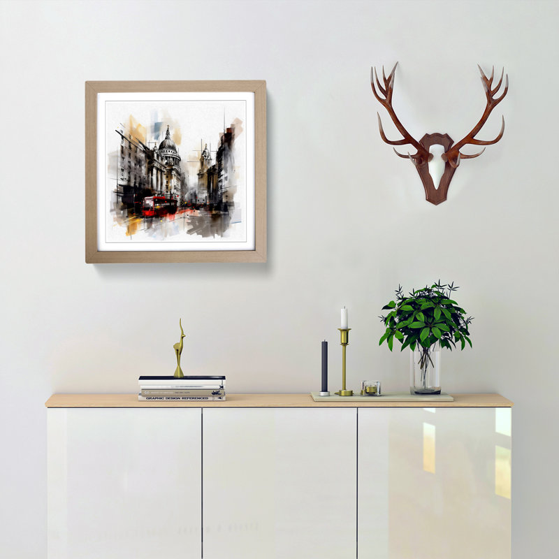 City Of London Gestural No.4 - Framed Print, Oak