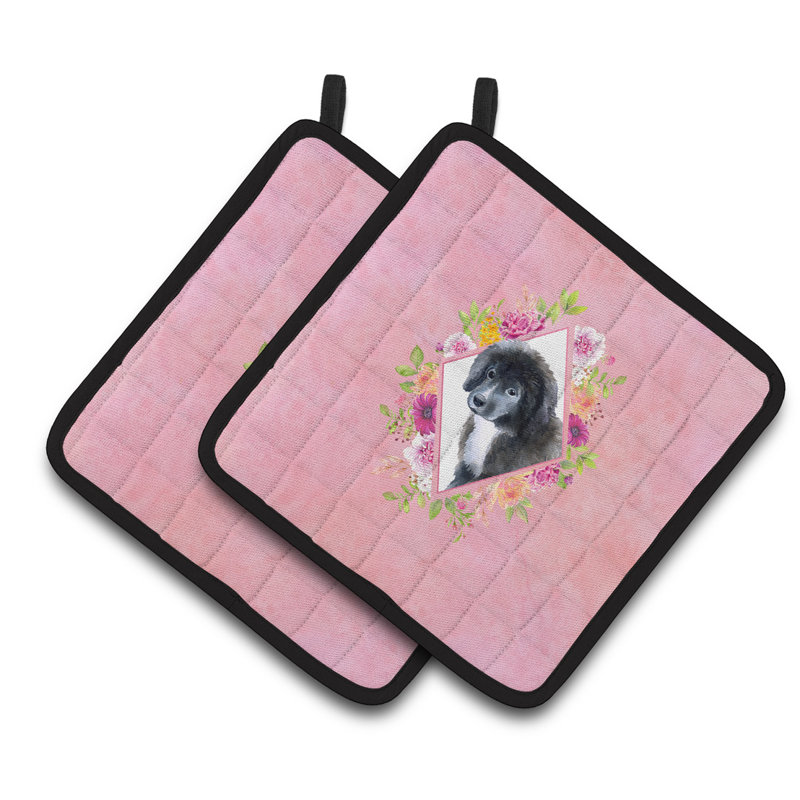 Ensemble de cuisinier poignée 2 pièces caroline trésors sheltie, Rose, Chiot Terre-Neuve