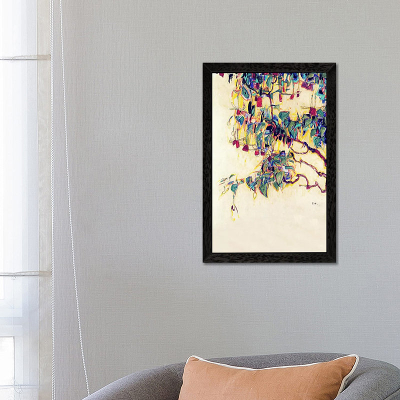 Sun Tree by Egon Schiele - Painting on Canvas, 66.04 cm H x 45.72 cm W x 1.91 cm D, Black Framed