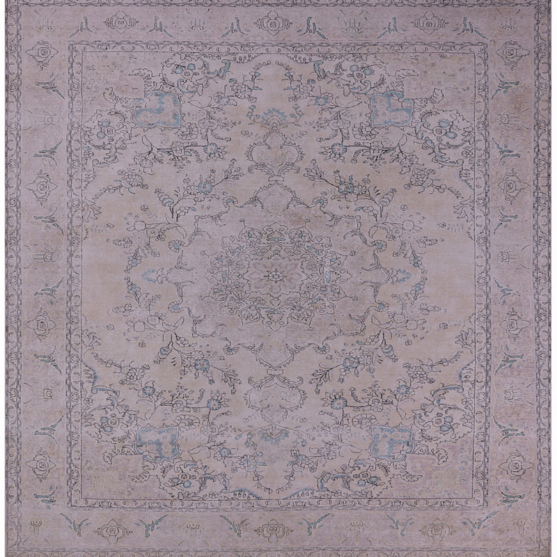 Tapis oriental gris Metropole, Carré 7 pi