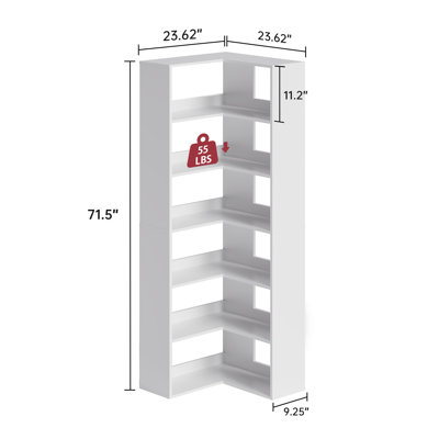 Bibliothèque d'angle à 6 niveaux avec baffles, grandes bibliothèques en forme de L, bibliothèque à 6 niveaux et bibliothèque avec rangement ouvert pour le bureau personnel