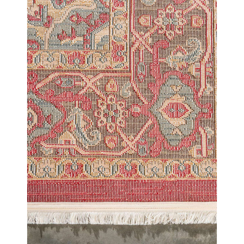 Tapis rouge tissé à la machine Eesi, Rectangle 8 pi 2 po x 11 pi