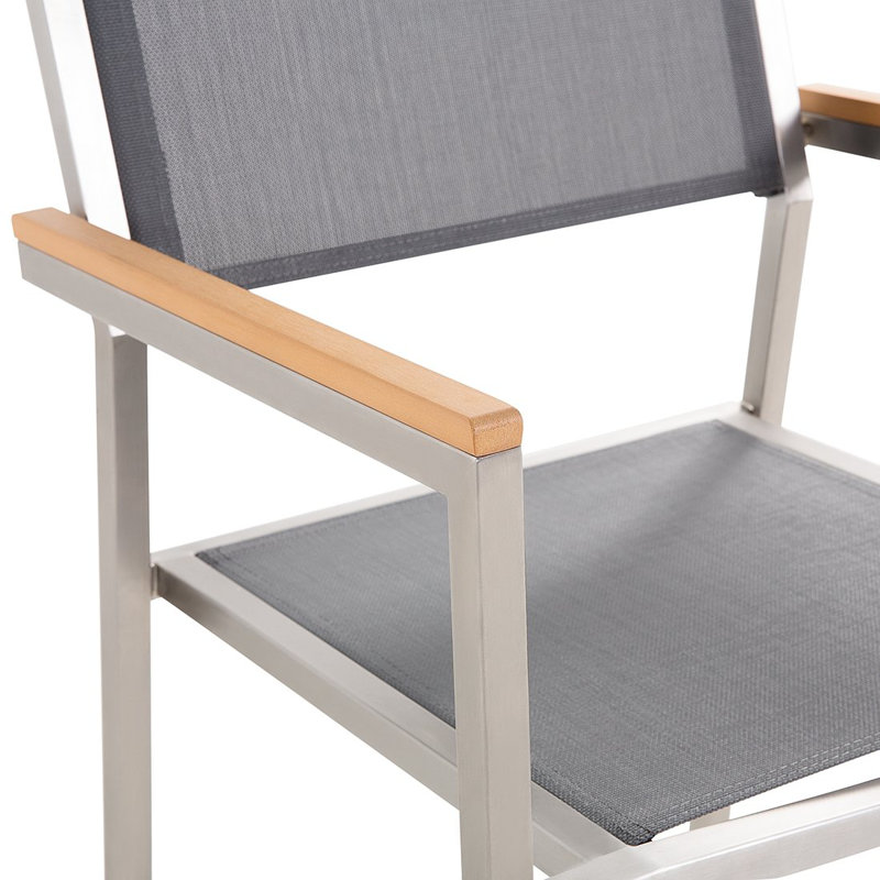 Lothen Stacking Patio Dining Armchair with Cushion, Silver/Grey