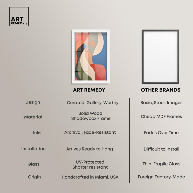 «Curved Planes I Shadowbox Print Modern Office Decor» par Art Remedy, cadre blanc, 11 x 16, H 16 po x l 11 po, Cadre blanc