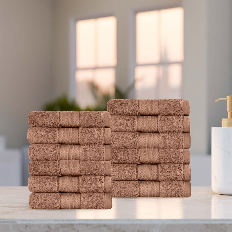 Finnian Plush Heavyweight, 100% Turkish Towel Collection, Taupe, Washcloths - 12 Pack