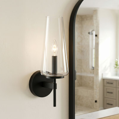 Applique murale en verre noir mat l 5 po x H 15,75 po