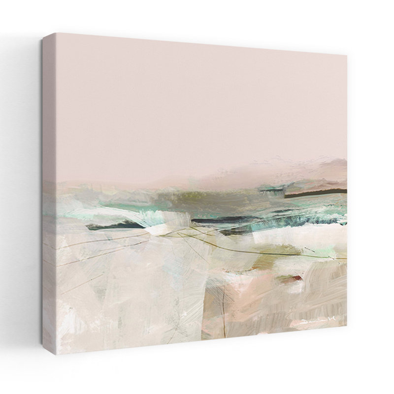 Art contemporain contemporain, paysage côtier moderne abstrait, H 24 po x l 24 po