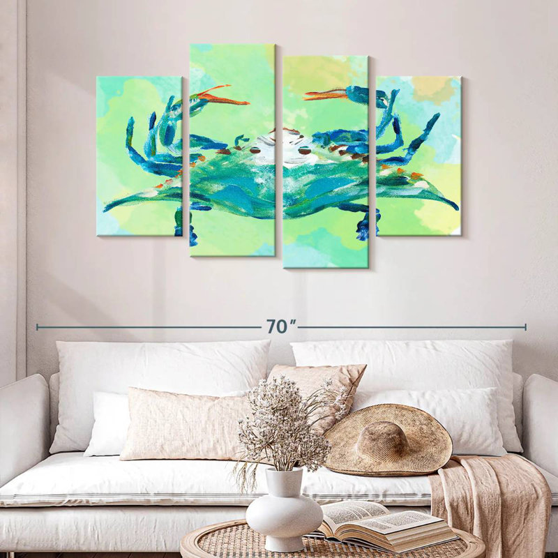 Brampt aquarelle créatures de la mer I, H 32 po x l 52 po