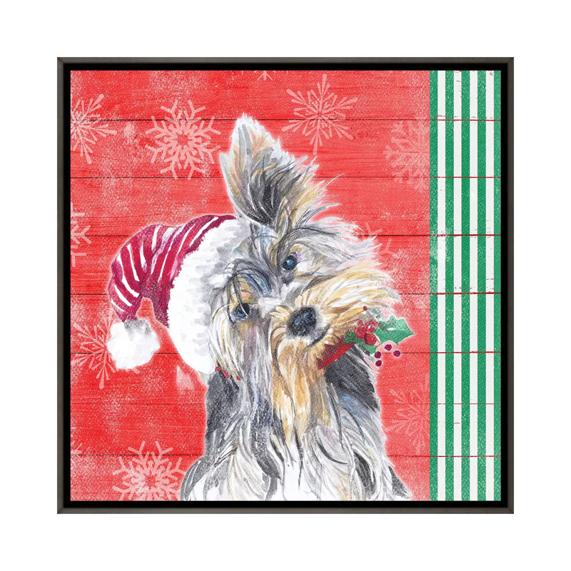 "Holiday Puppy III" par Patricia Pinto, reproduction d’art, H 26 po x l 26 po x P 1,5 po, Pas de tapis