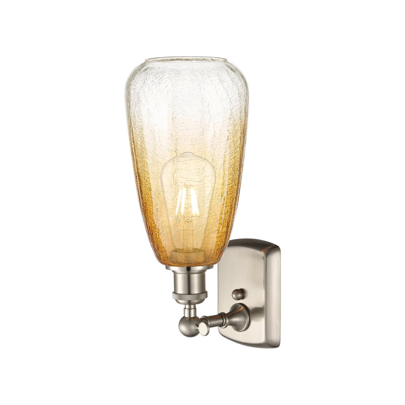 Amande Brookhaven - 1 lumière - abat-jour amande Brookhaven - applique, Transparent Jaune / nickel satiné