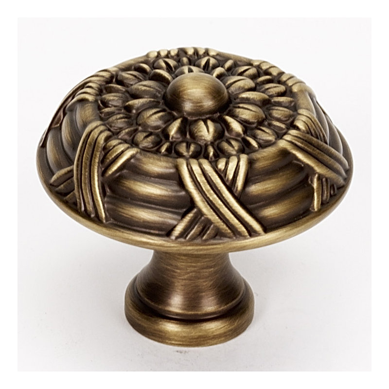 Ribbon and Reed Mushroom Knob, Antique English Matte