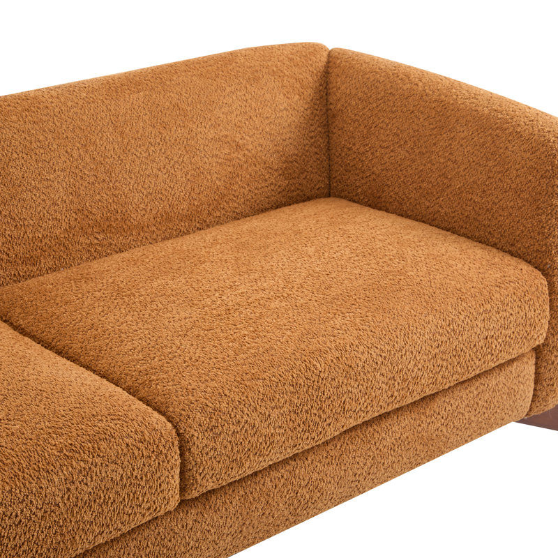 Canapé Rhudine Boucle, H 27 po x l 82,75 po x P 32 po, 3, Caramel