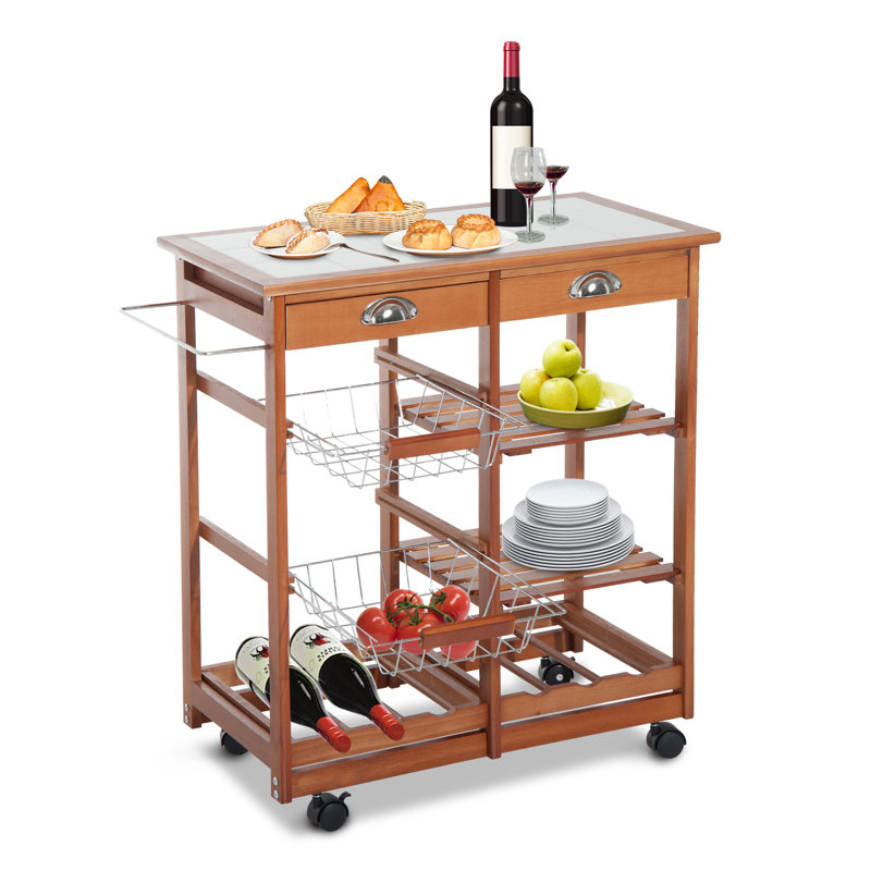 Solid Wood Top Kitchen Cart