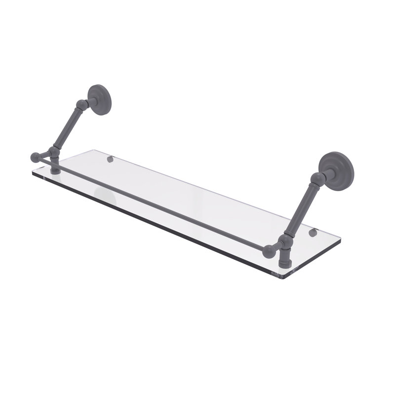 Tablette flottante avec barre de galerie Jhene, Gris mat, H 8 po x l 30 po x P 8,6 po