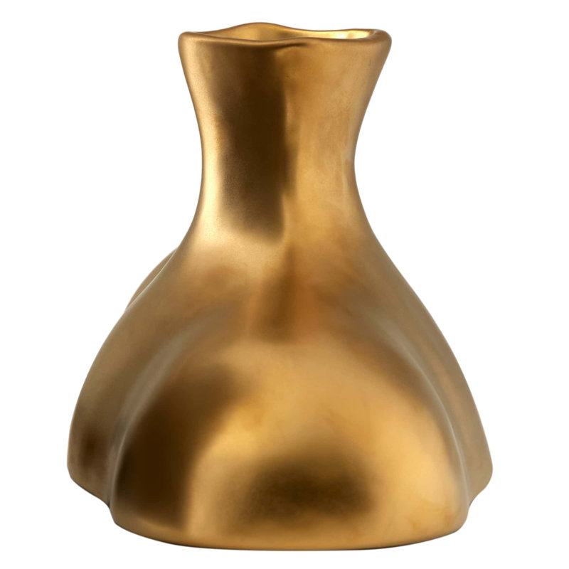 Tilbury Handcrafted Ceramic Table Vase, Gold
