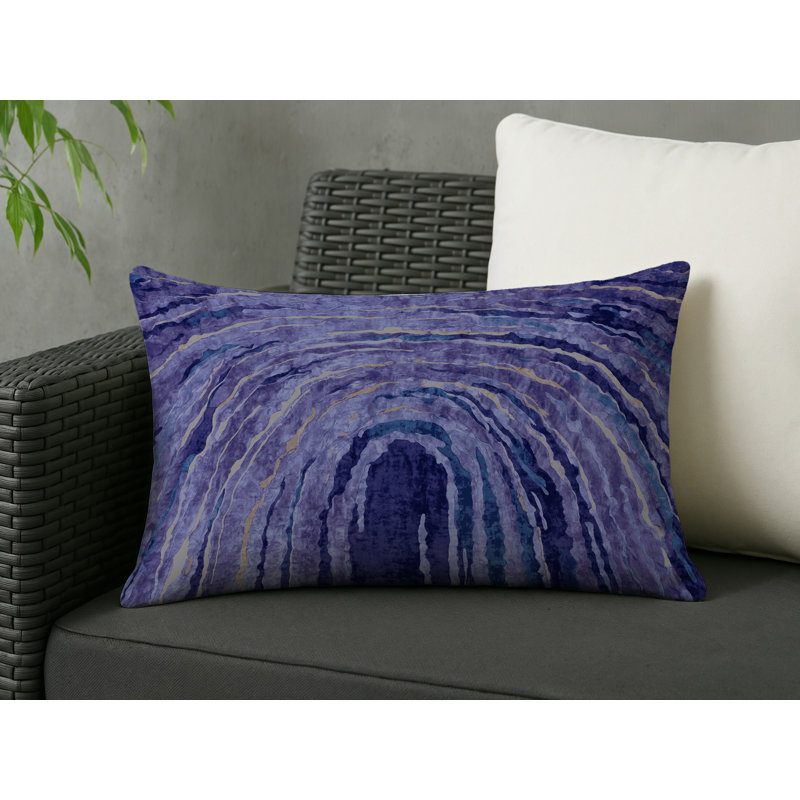 Coussin décoratif intérieur / extérieur gris Modern Modern, Mauve / bleu abstrait, Rectangle H 25 po x l 18 po