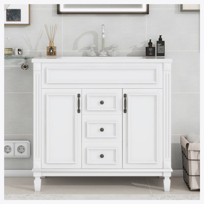 Meuble-lavabo moderne 36 po avec lavabo supérieur