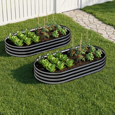 Grandes jardinières 2 pièces, acier galvanisé 6 x 3 x 1 pi, jardin extérieur moderne