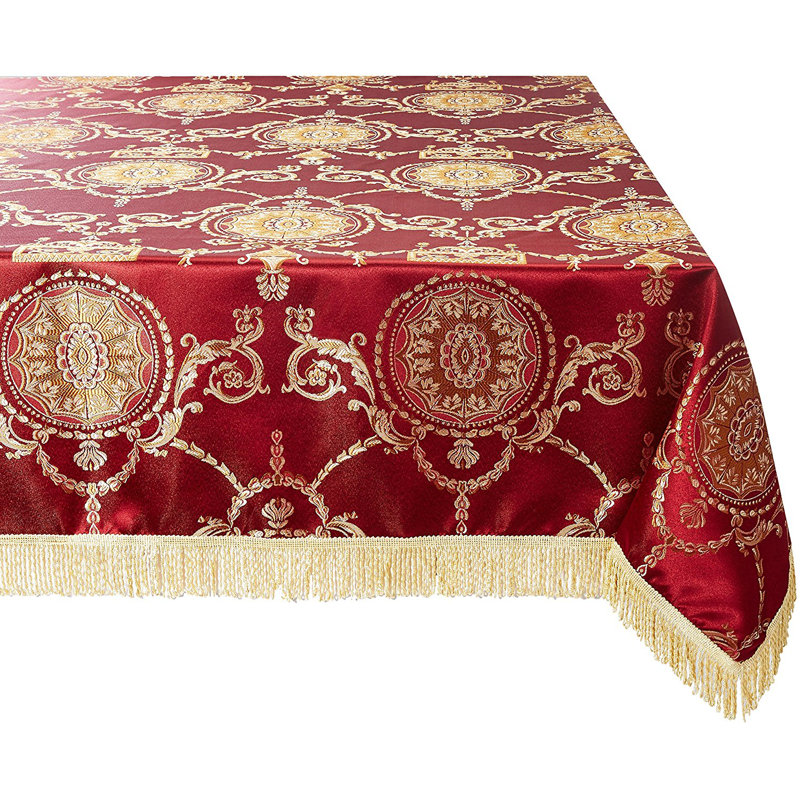 Bloch Floral Tablecloth, 60" W x 140" L, Burgundy