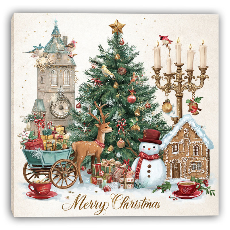 «Christmas Market Morning», art mural sur toile, H 12 po x l 12 po