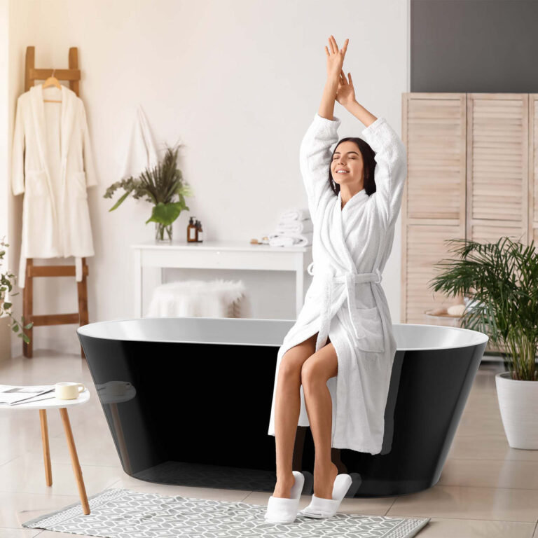 Baignoire de trempage autoportante ovale 59 po. X 29,5 po. Avec drain central