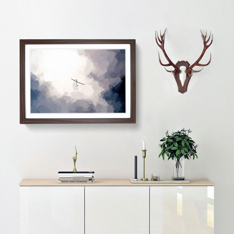 Air Glider in the Clouds in Abstract - Picture Frame Graphic Art Print, Walnut Framed, 36cm H x 48cm W x 2cm D