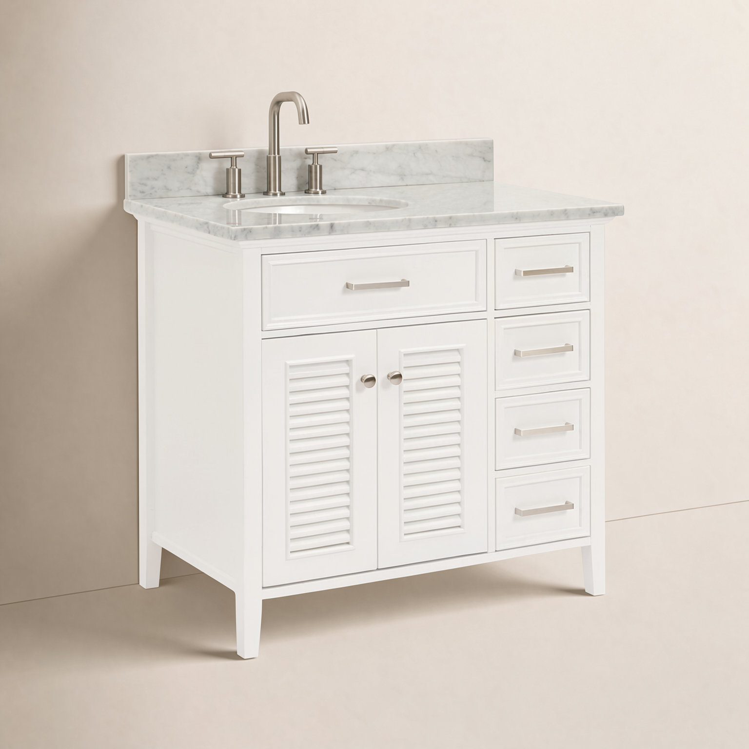 Chamblee 37'' Single Bathroom Vanity, Left, White