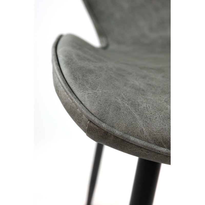 Ensemble de chaises de salle à manger rembourrées, cuir synthétique, structure en métal, style moderne (cuillère gris foncé)