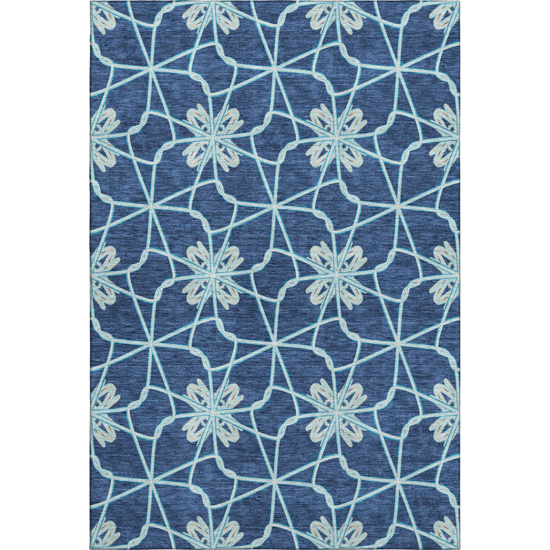 Premium Machine Washable Prisco Navy Rug, Rectangle 10' x 14'