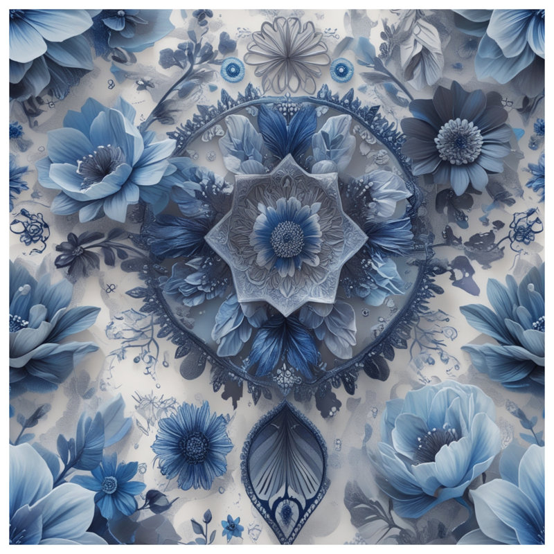 Housses de couette à arrangement floral bleu, Grand lit