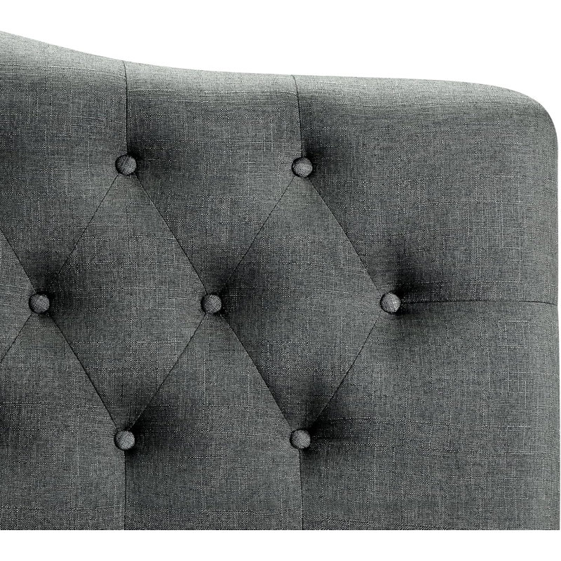 Linen Upholstered Headboard-Modern-Adjustable Height-Button Tufting, Full, Black