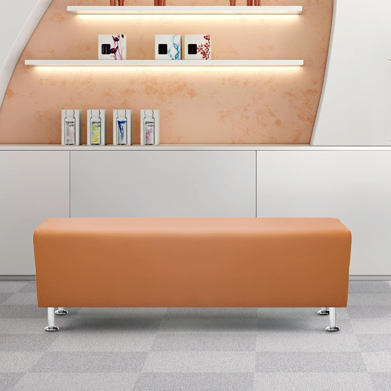 53.9" Waiting Room Bench Seating Office Benches, Brown