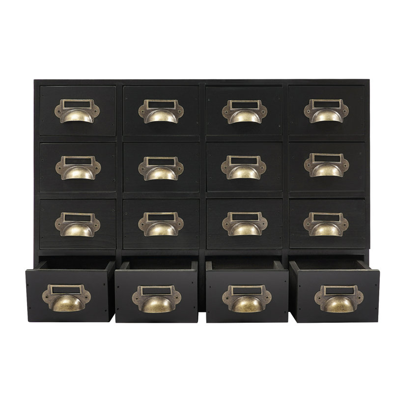 Wood Stackable Desk Organizer With 16 Drawers, Black