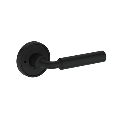La Conner Privacy Lever with Recessed Round Rose in Satin Black
