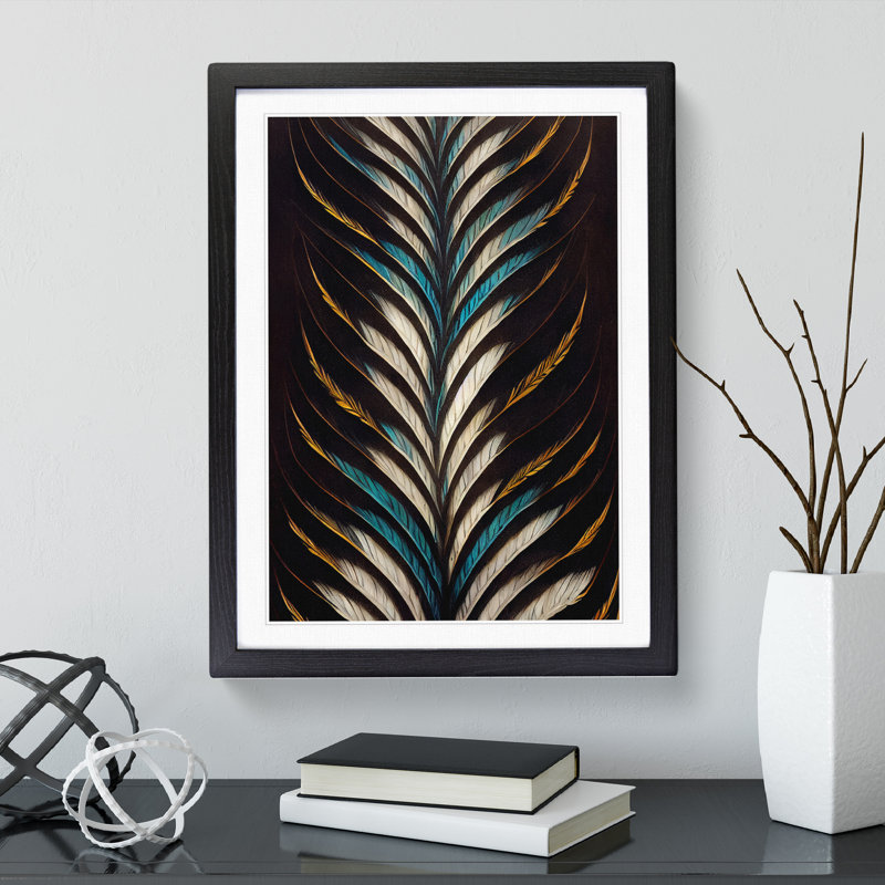 Unreal Feather - Single Picture Frame Print, 64cm H x 46cm W x 2cm D, Black 