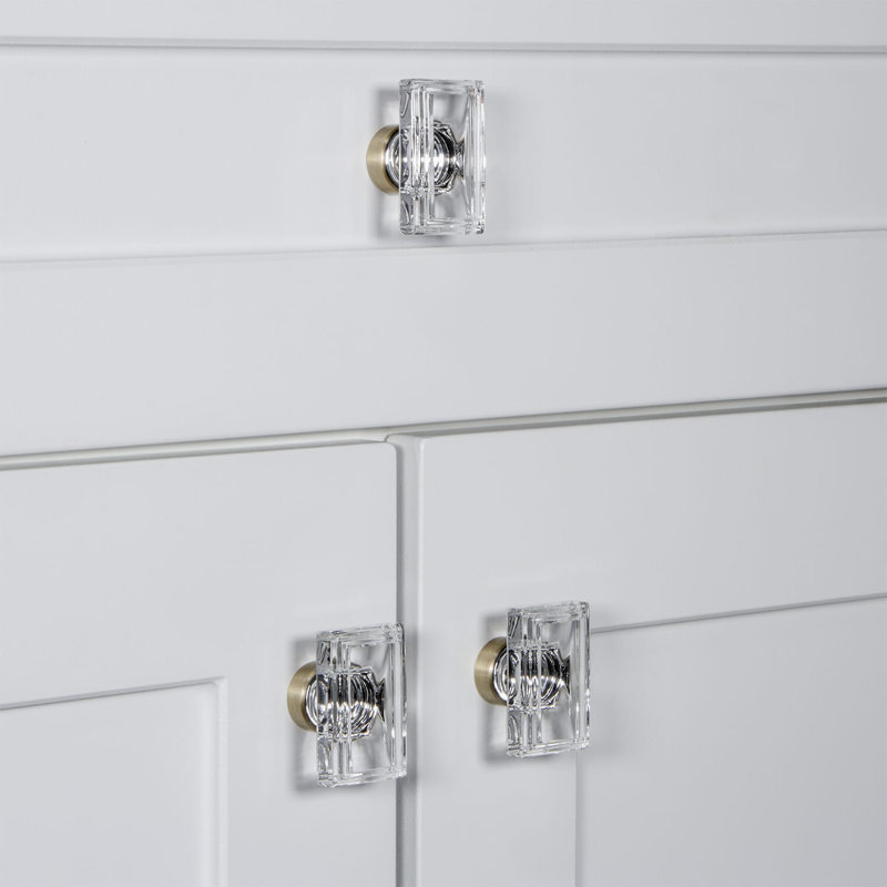 Carré Rectangular Cabinet Knob, Vintage Brass