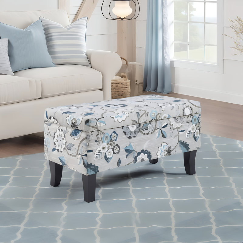 Tarrin Upholstered Ottoman, Grey Flora